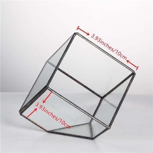 NCYP 3.93 Inches Geometric Glass Terrarium, Small Inclined Cube Clear - Picture 5 of 7